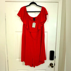Lane Bryant Red Ruffled Jumpsuit